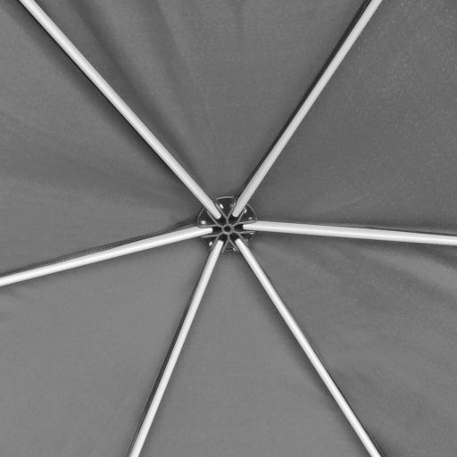 Szürke hatszögletű felugró pavilon 6 oldalfallal 3,6 x 3,1 m