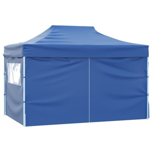 Kék összecsukható sátor 4 oldalfallal 3 x 4,5 m