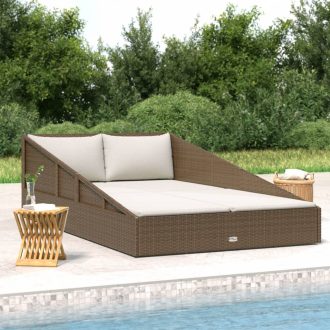 Barna polyrattan kerti ágy 110 x 200 cm