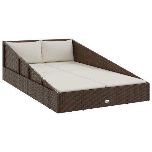 Barna polyrattan kerti ágy 110 x 200 cm