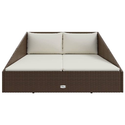 Barna polyrattan kerti ágy 110 x 200 cm