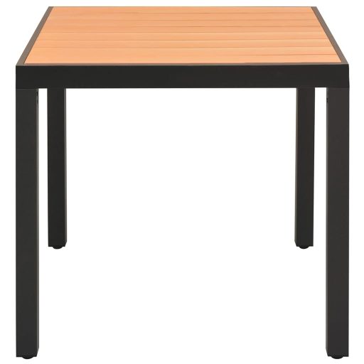 Barna alumínium és WPC kerti asztal 80 x 80 x 74 cm
