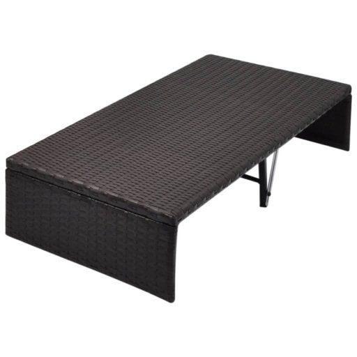 Barna polyrattan napellenzős kerti ágy 190 x 130 cm