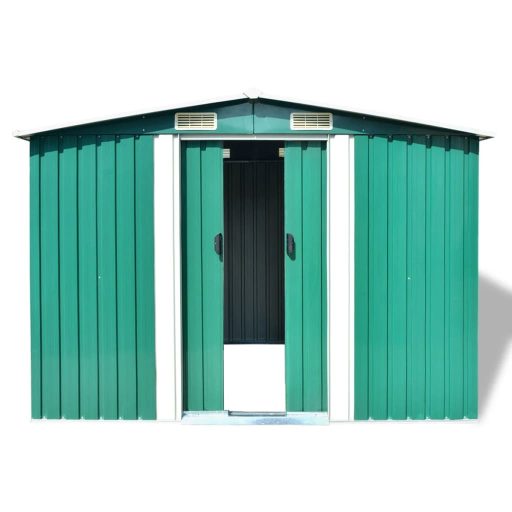 Zöld fém kerti fészer 257 x 205 x 178 cm