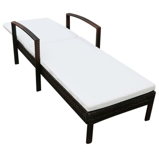 Barna polyrattan napozóágy párnával