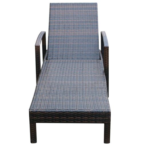 Barna polyrattan napozóágy párnával