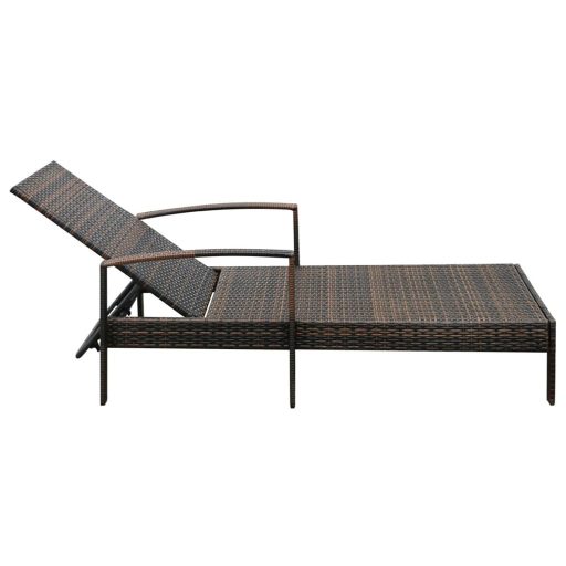 Barna polyrattan napozóágy párnával