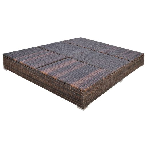Barna polyrattan napozóágy napernyővel