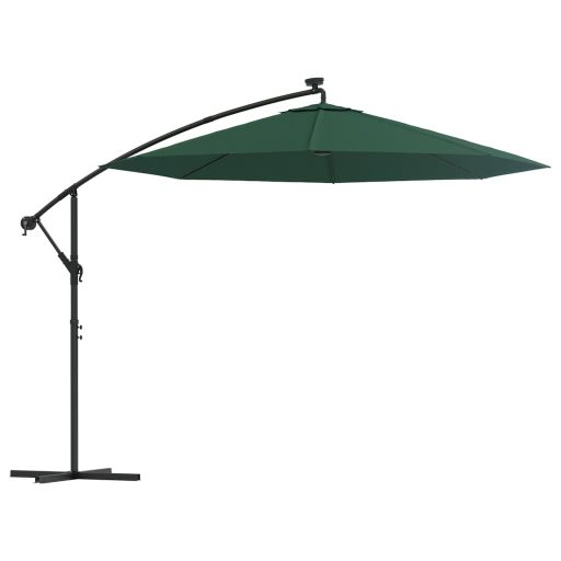 Zöld függőernyő LED-del, fém rúddal 300 cm