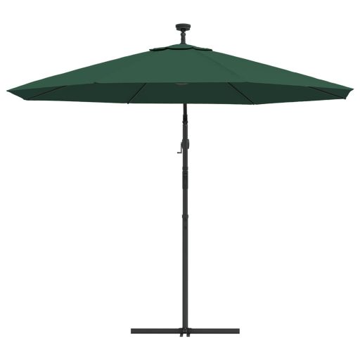 Zöld függőernyő LED-del, fém rúddal 300 cm