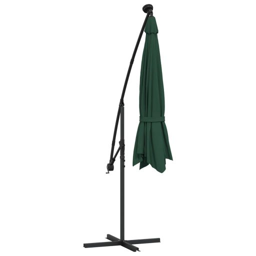 Zöld függőernyő LED-del, fém rúddal 300 cm