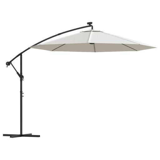 Függő, homokszínű ernyő LED-del, fém rúddal 300 cm
