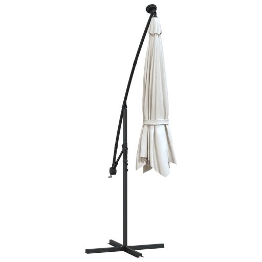 Függő, homokszínű ernyő LED-del, fém rúddal 300 cm