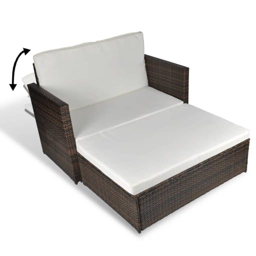 Barna kerti polyrattan kanapé