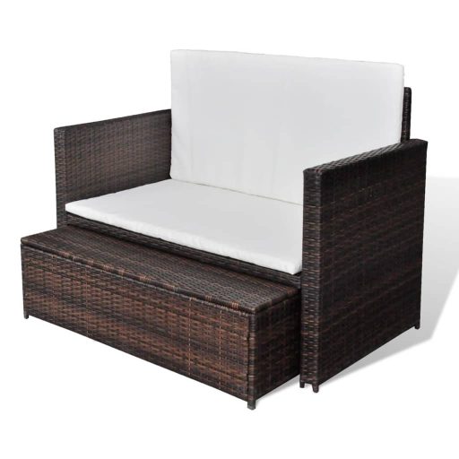 Barna kerti polyrattan kanapé