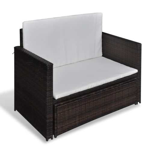 Barna kerti polyrattan kanapé