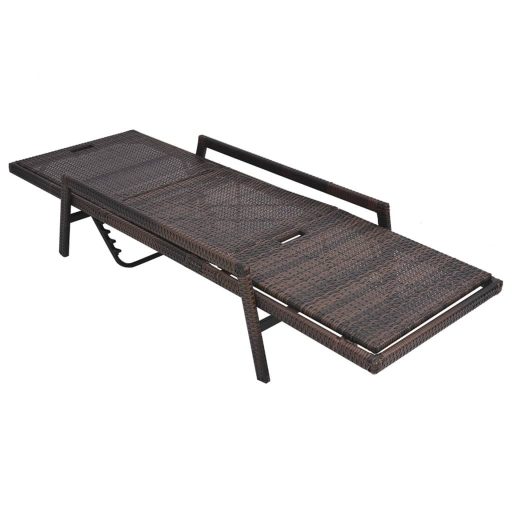 Barna polyrattan napozóágy párnával