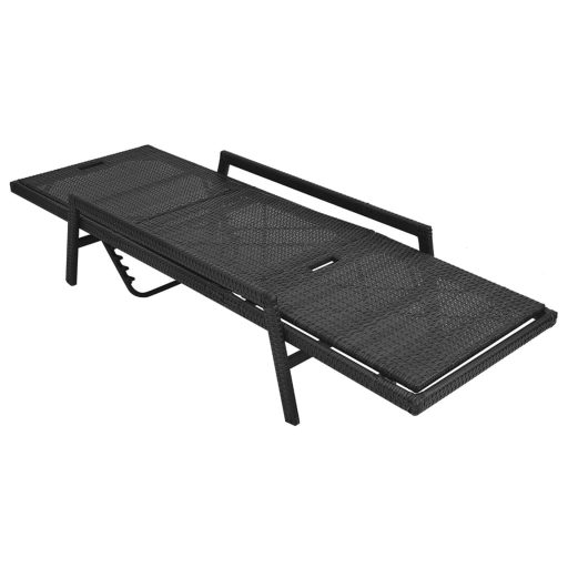Fekete polyrattan napozóágy párnával