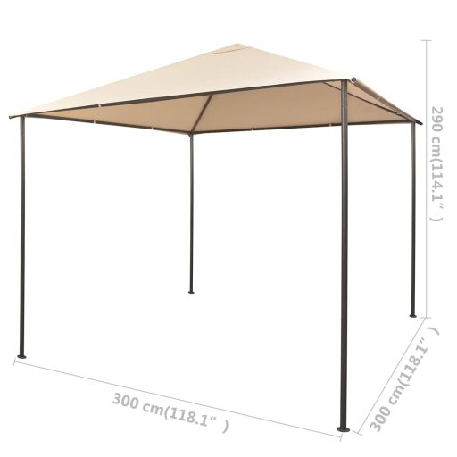 Bézs kerti acél pavilon vászontetővel 3 x 3 m