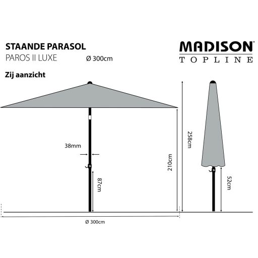 Madison Paros II Luxe téglavörös napernyő 300 cm
