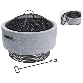   ProGarden világosszürke kerek tűztál grillráccsal 52 x18,5