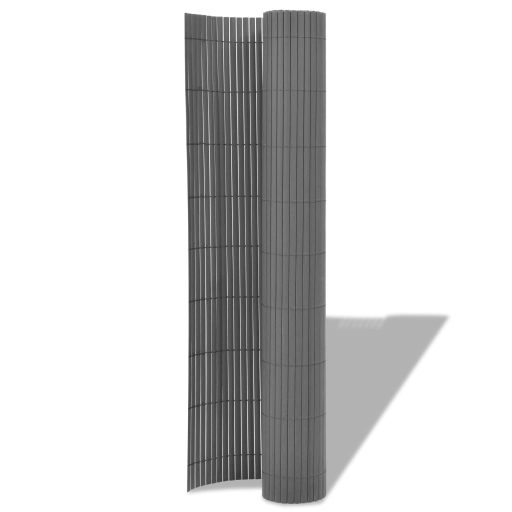 Szürke kétoldalas PVC kerti kerítés 150 x 500 cm