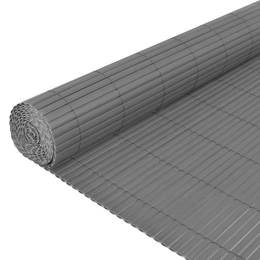 Szürke kétoldalas PVC kerti kerítés 150 x 500 cm