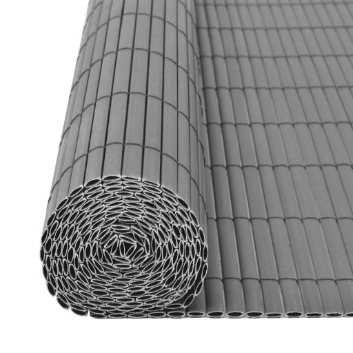 Szürke kétoldalas PVC kerti kerítés 150 x 500 cm