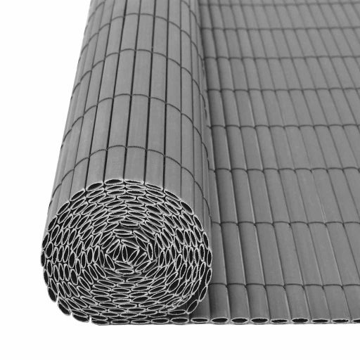 Szürke kétoldalas PVC kerti kerítés 150 x 500 cm