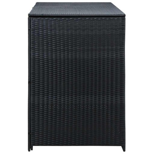 Fekete rattan dupla tároló gurulós kukához 148 x 80 x 111 cm
