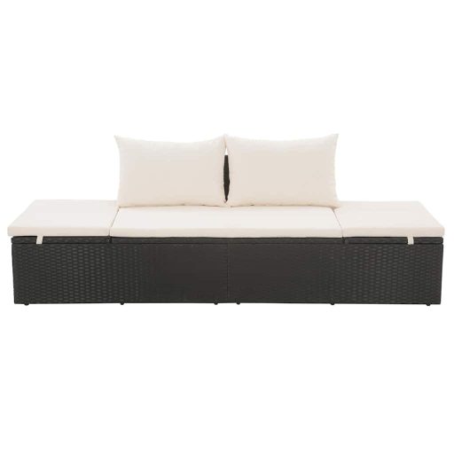 Fekete polyrattan kerti ágy 195 x 60 cm