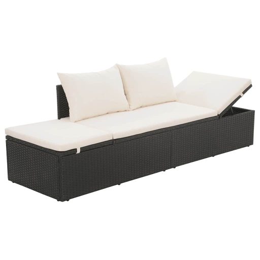 Fekete polyrattan kerti ágy 195 x 60 cm