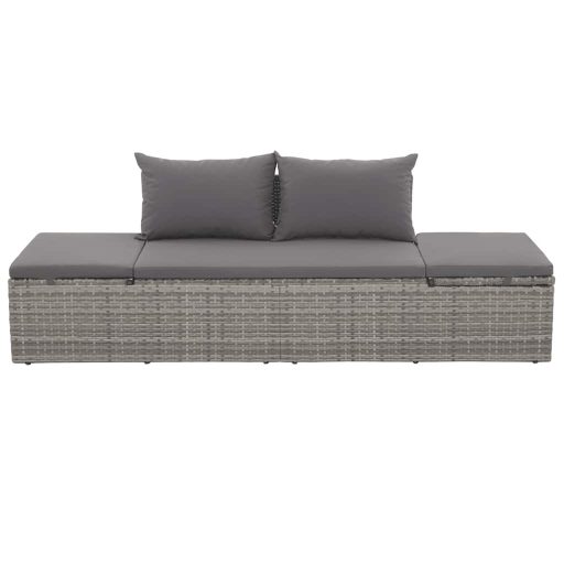 Szürke polyrattan kerti ágy 195 x 60 cm