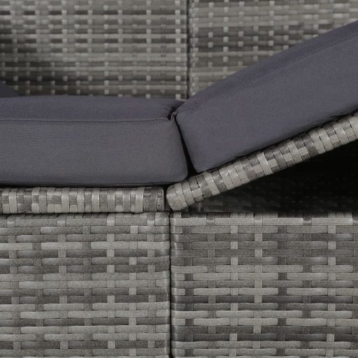 Szürke polyrattan napellenzős kerti ágy 205 x 62 cm