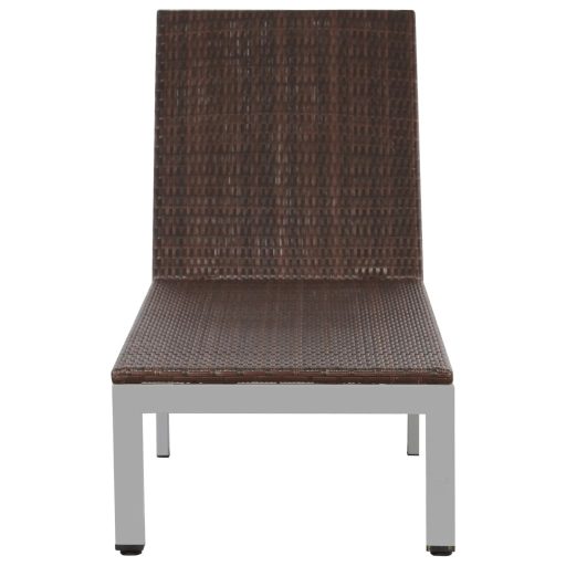 Barna polyrattan napozóágy kerekekkel