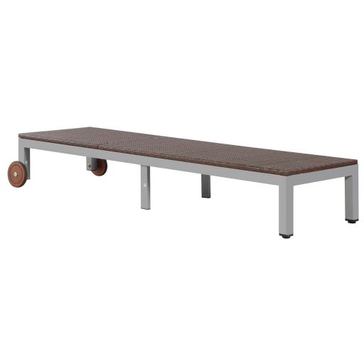 Barna polyrattan napozóágy kerekekkel