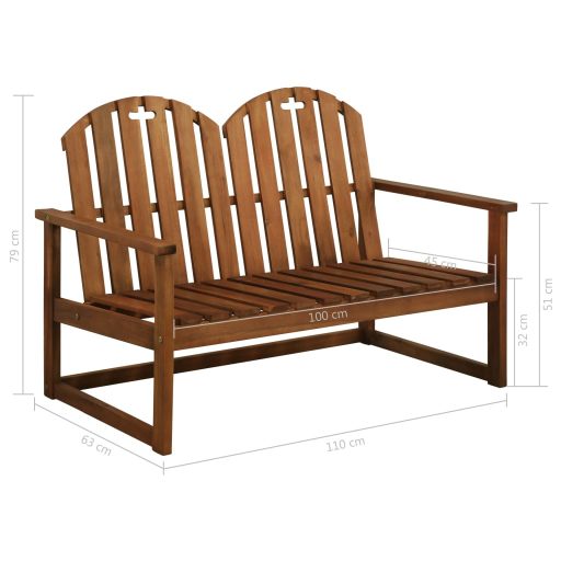 Tömör akácfa kerti pad 110 cm