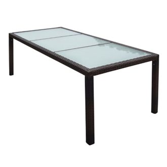 Barna polyrattan és üveg kerti asztal 190 x 90 x 75 cm