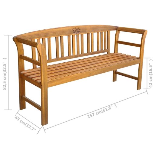 Tömör akácfa kerti pad 157 cm