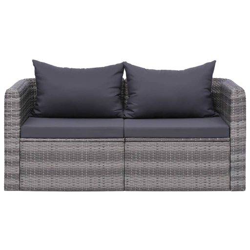 2 db szürke polyrattan kerti sarokkanapé