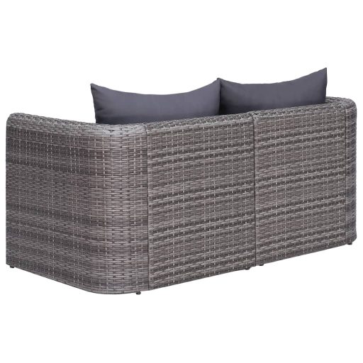 2 db szürke polyrattan kerti sarokkanapé