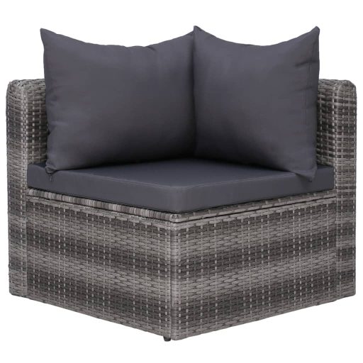 2 db szürke polyrattan kerti sarokkanapé