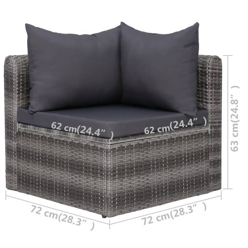 2 db szürke polyrattan kerti sarokkanapé