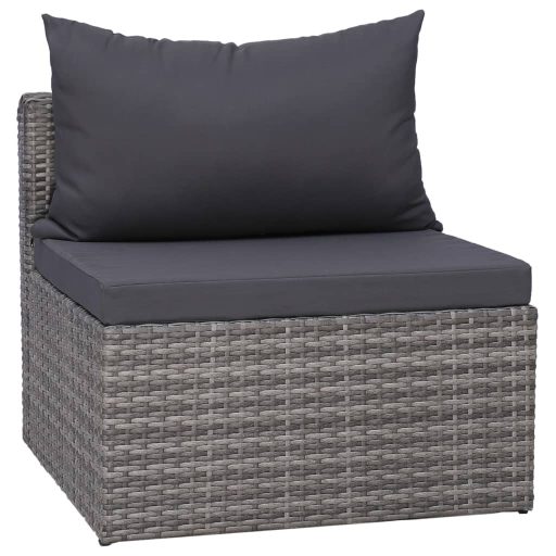 3-részes szürke polyrattan kerti ülőgarnitúra párnákkal