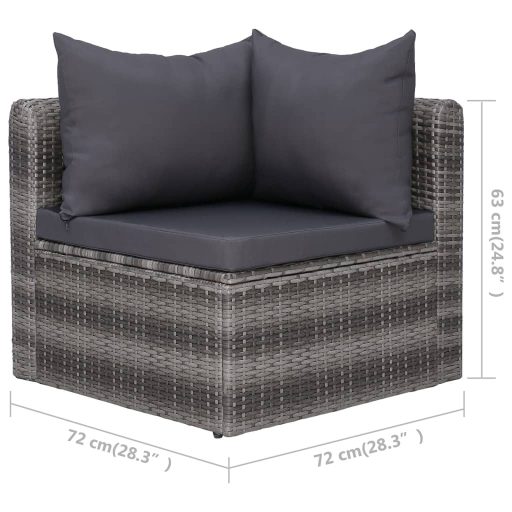 3-részes szürke polyrattan kerti ülőgarnitúra párnákkal