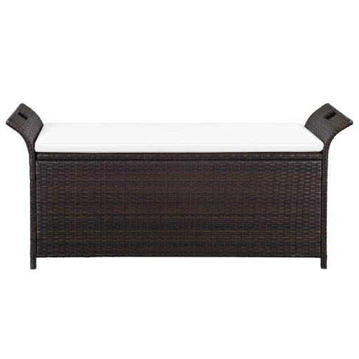 Barna polyrattan tárolópad párnával 138 cm