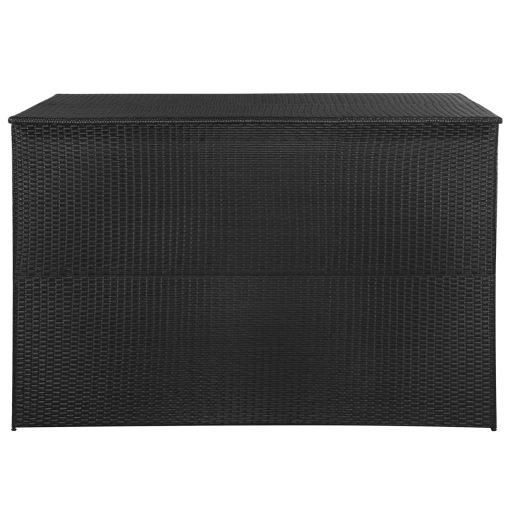 Fekete polyrattan kerti tárolóláda 150 x 100 x 100 cm