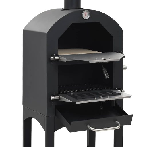 Kültéri faszenes pizzasütő kemence pizzakővel