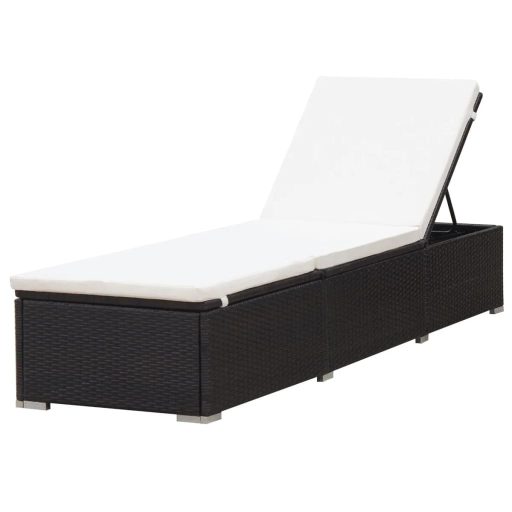 Barna polyrattan napozóágy párnával