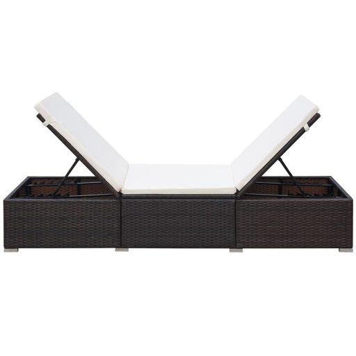 Barna polyrattan napozóágy párnával